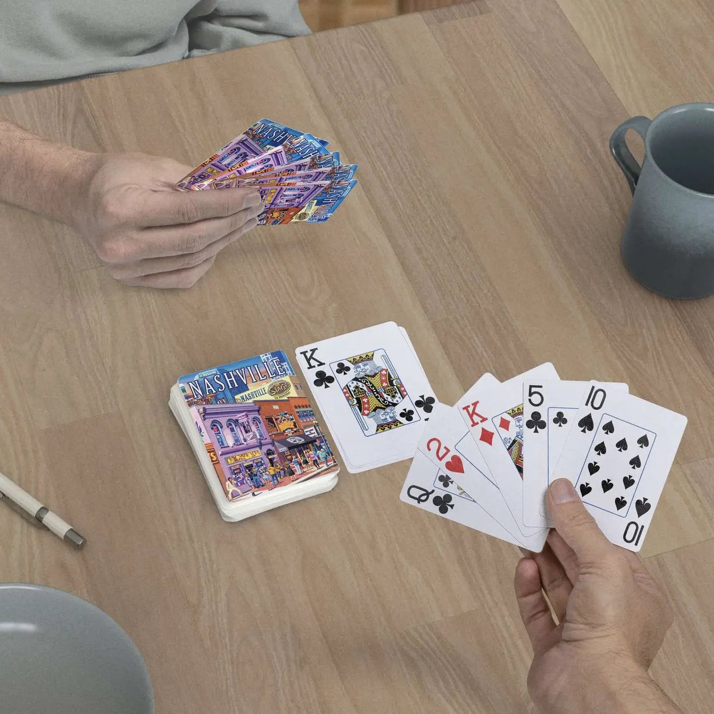 Nashville Music City jumbo-index playing cards in use at a table