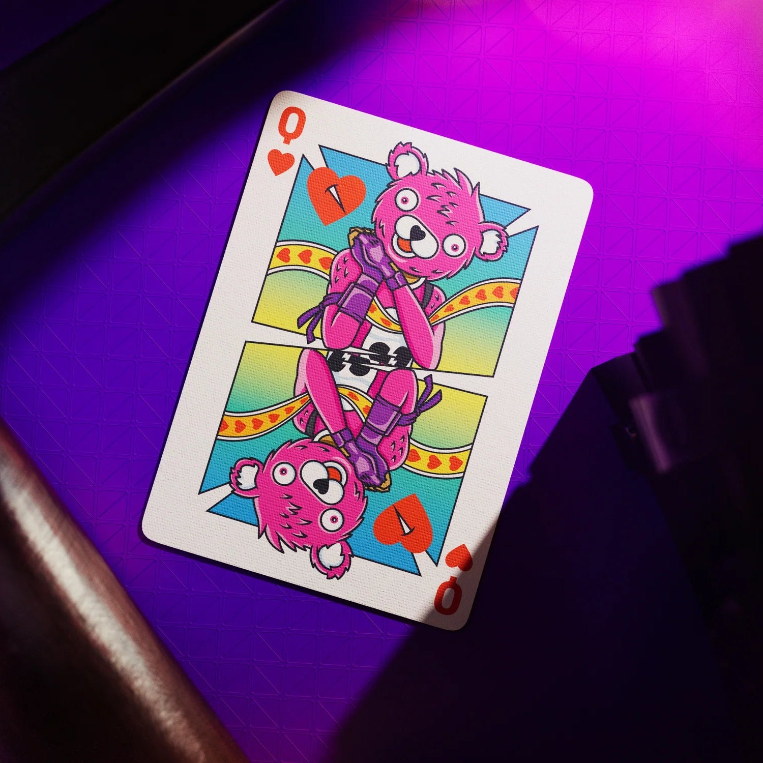 Theory11 Fortnite Queen of Hearts court card with Cuddle Team Leader artwork