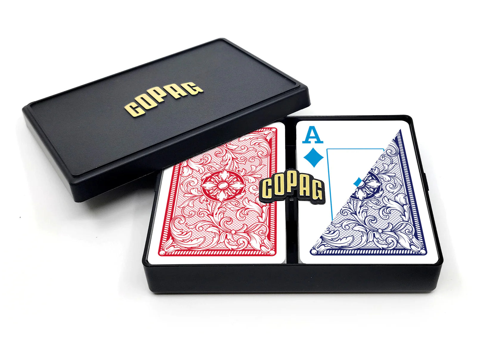  Copag Legacy 4-Color Bridge Size Jumbo Index Playing Cards with a black box on a white background