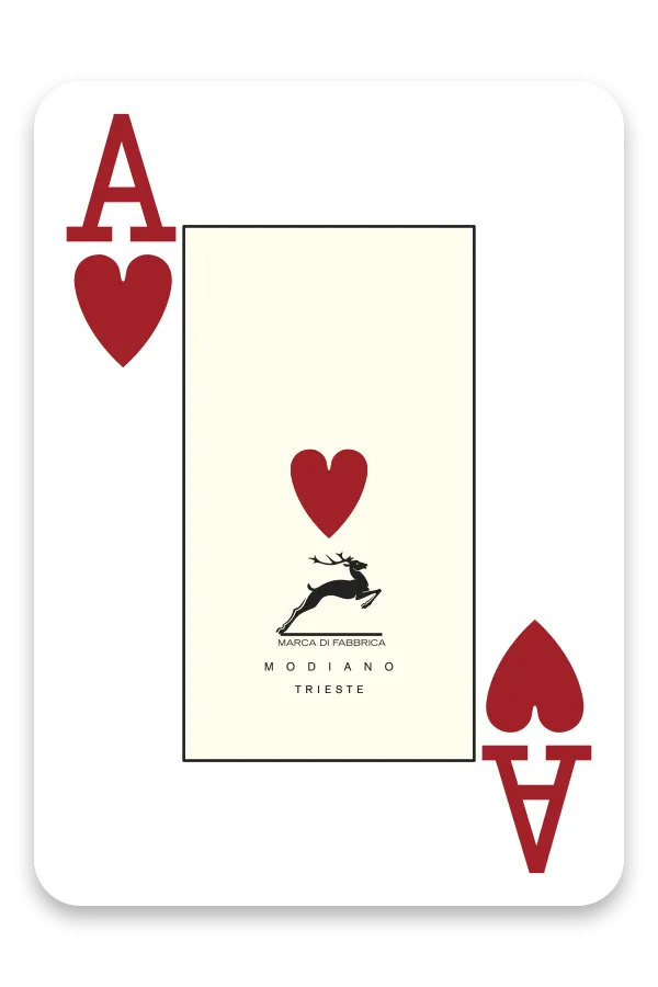 Modiano Golden Trophy playing card with Ace of Hearts design on a white background