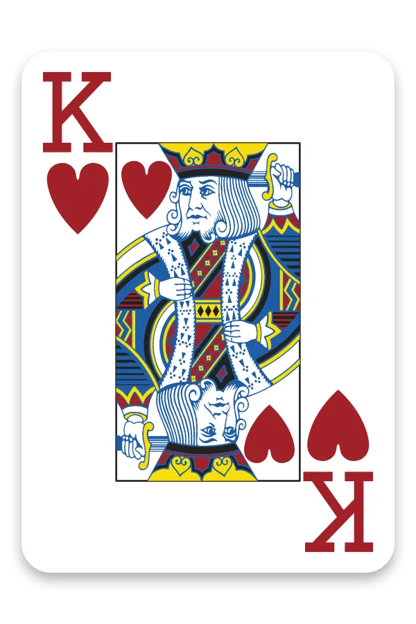 Modiano Golden Trophy King of Hearts playing card with red hearts and a white border