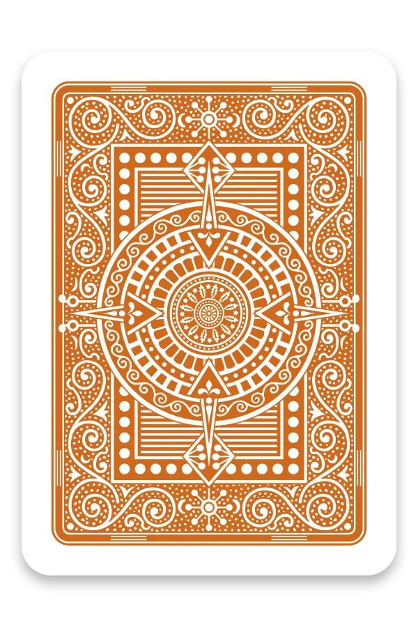 Decorative playing card with intricate patterns on a white background