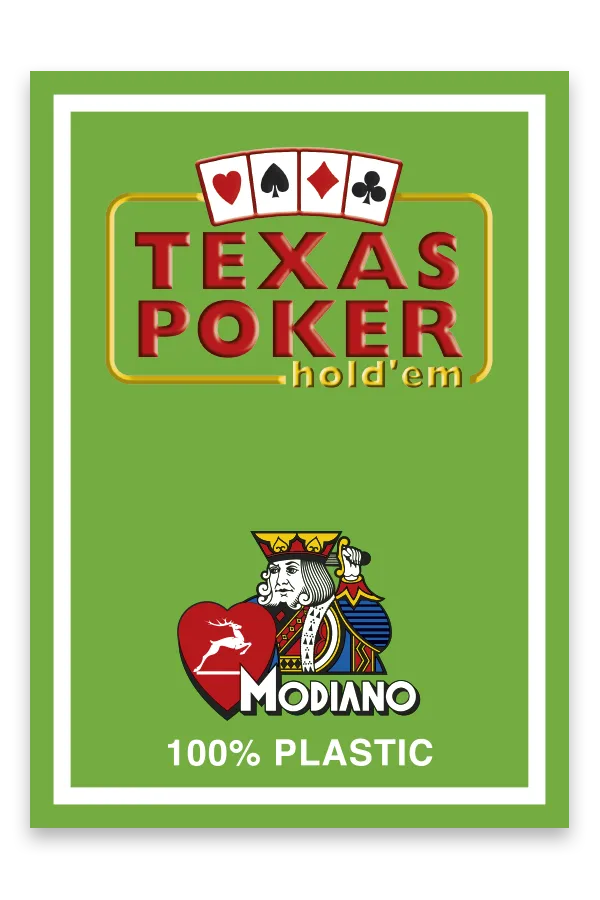 Texas Poker hold'em card with Modiano branding on a green background