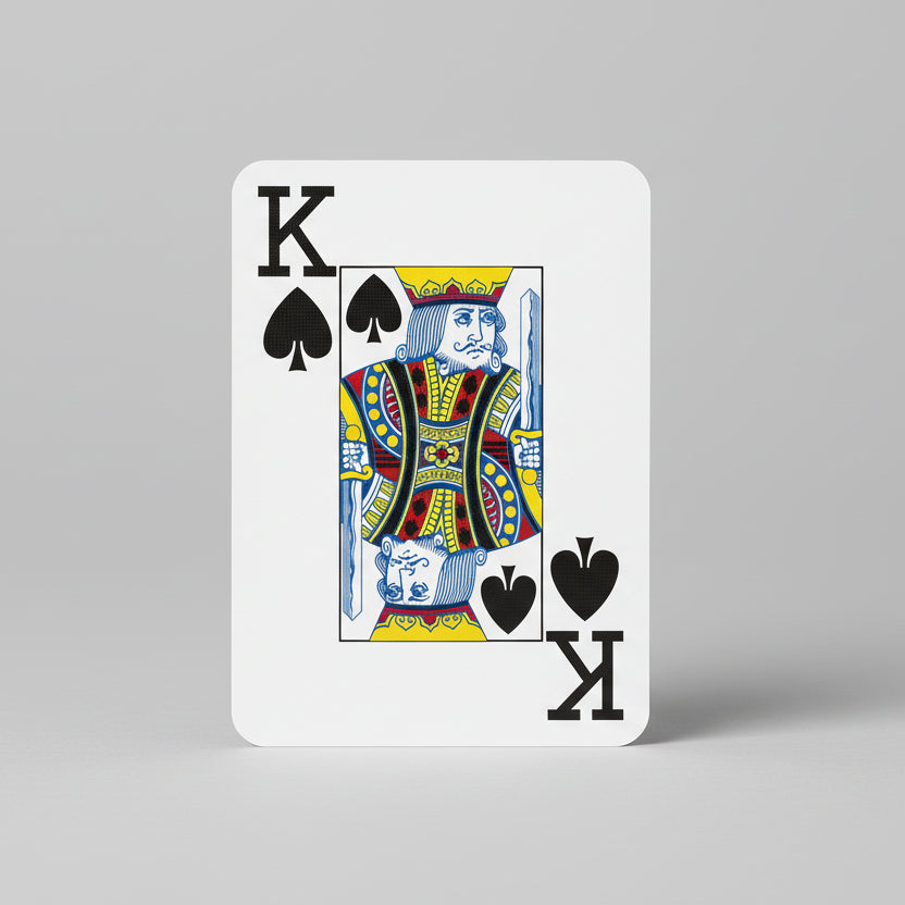 King of Spades playing card with colorful design on a white background