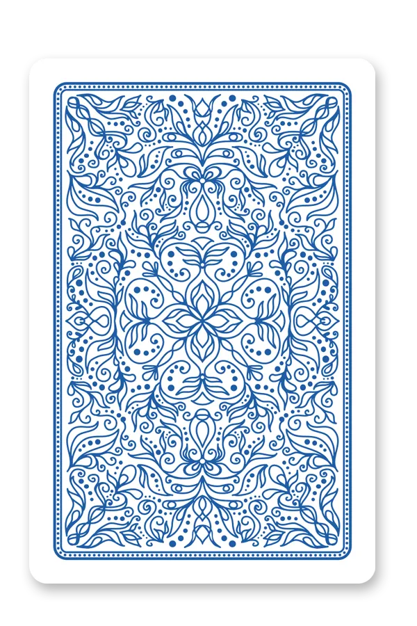 Modiano Bridge 2 Jumbo playing card with blue intricate pattern on a white background