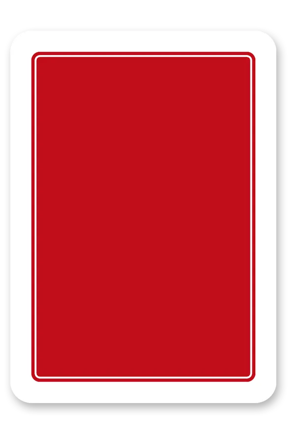 Red rectangular Modiano card with white border on a white background