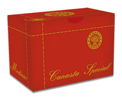 Red box with gold stitching and 'Canasta Special' branding on a white background