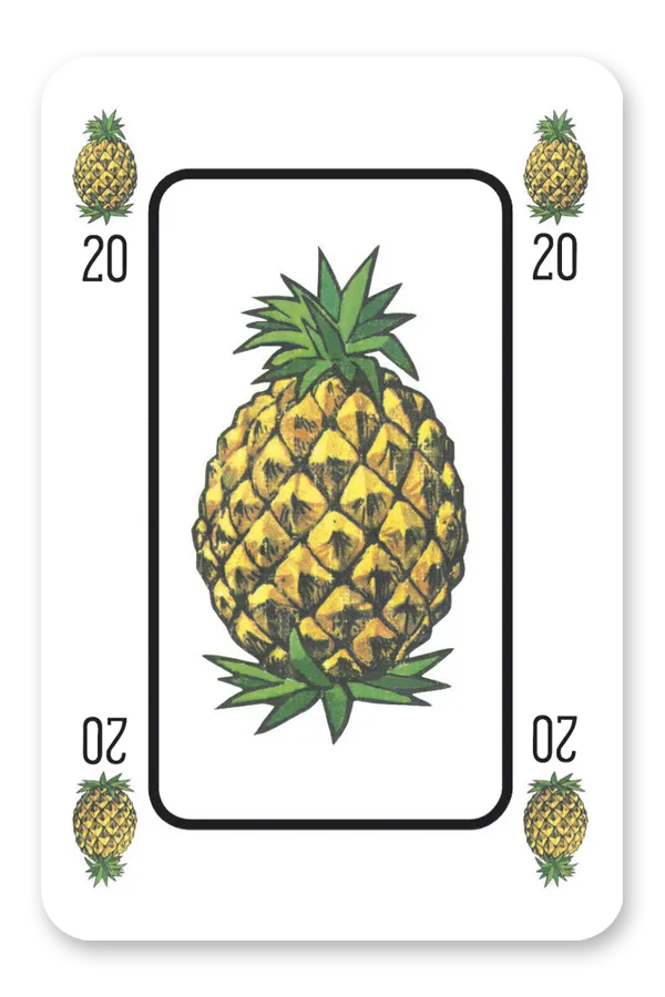 Modiano Fruit-Themed Canasta card with a pineapple illustration and '20' text on a white background