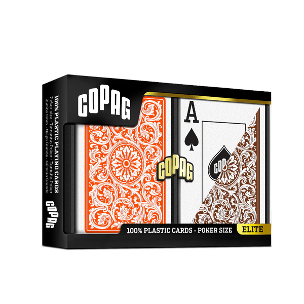 Copag 1546 Poker Jumbo Index – Orange & Brown Plastic Cards