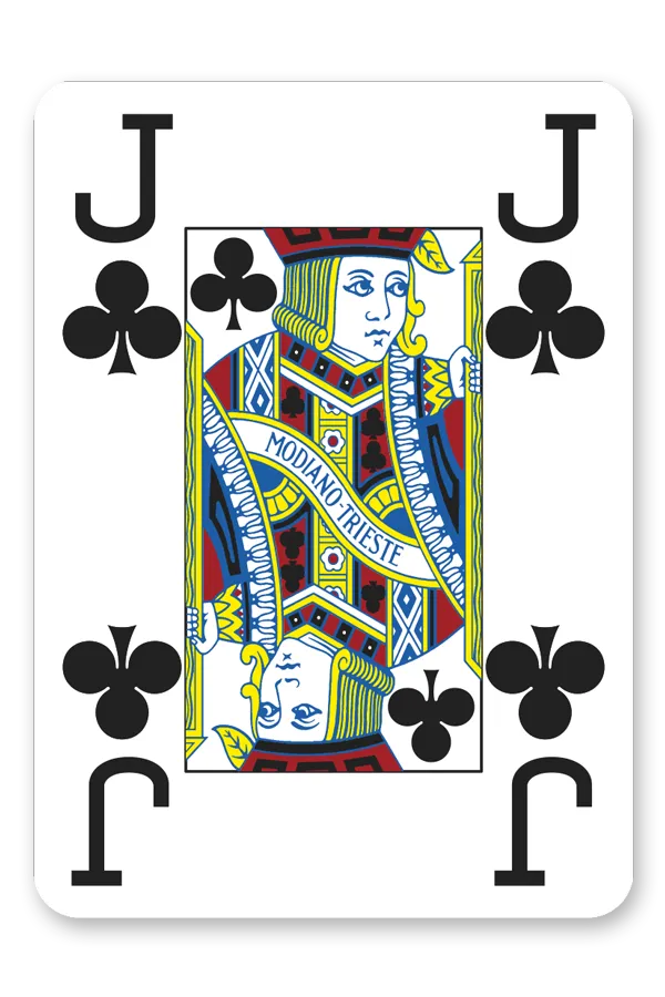 Playing card with Jack of Clubs design on a white background