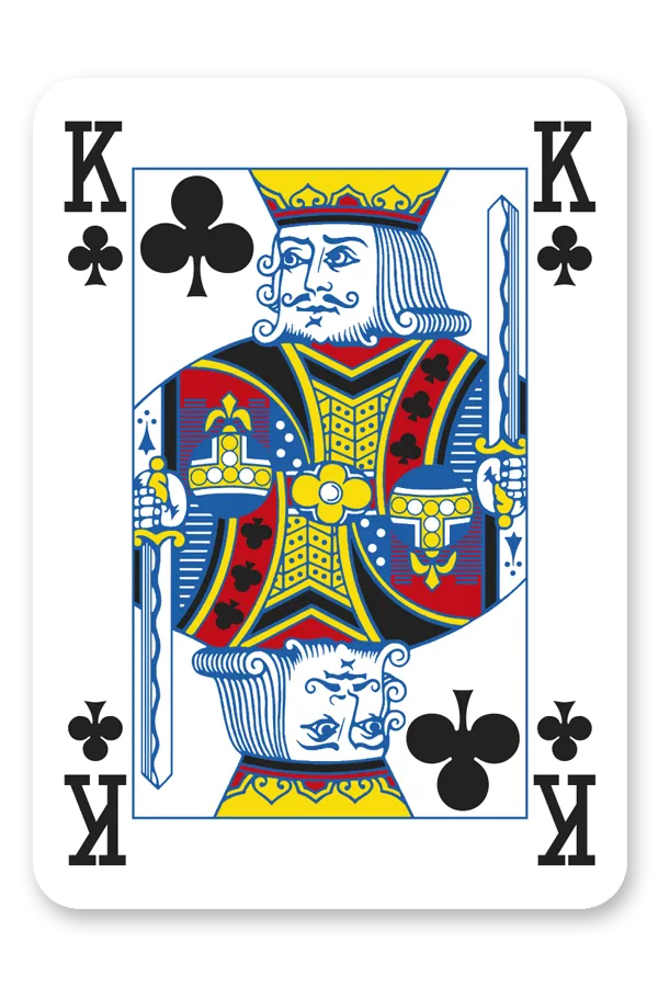 Modiano Golden Trophy King of Clubs playing card with colorful design on a white background