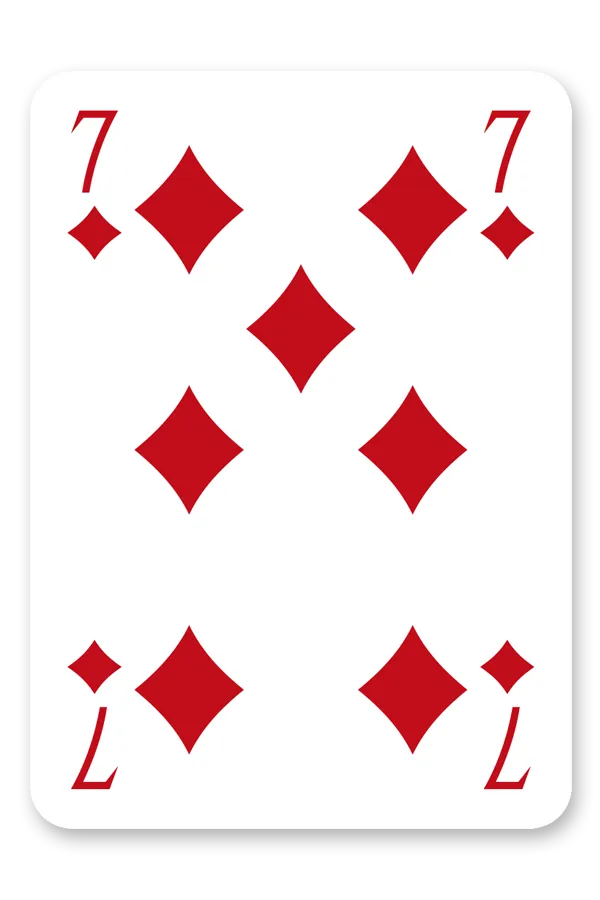 Modiano card with the number 7 in red diamonds on a white background