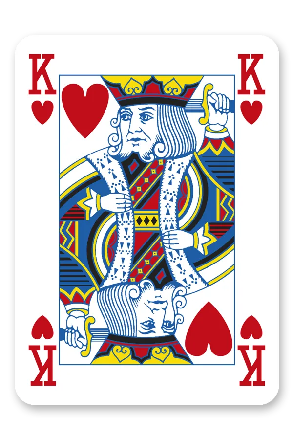 Modiano Golden Trophy King of Hearts playing card with colorful design
