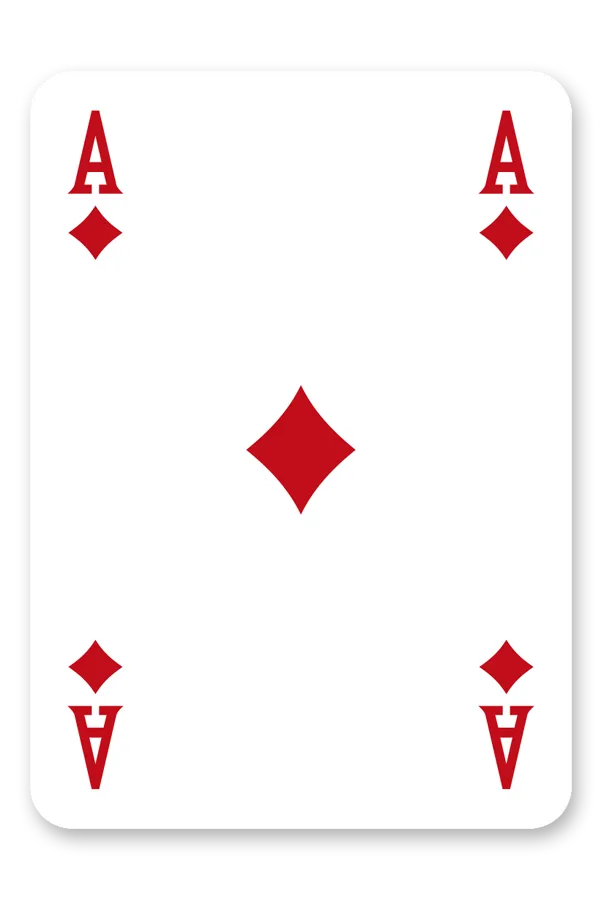 Playing card with the Ace of Diamonds on a white background
