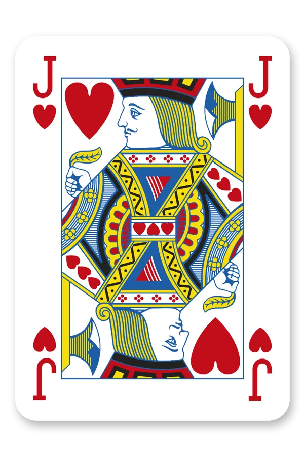 Modiano Golden Trophy Jack of Hearts playing card with colorful design on a white background