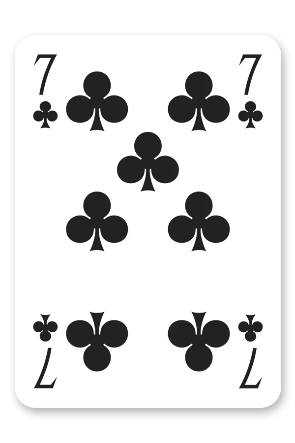 Modiano Golden Trophy playing card with the number 7 and club symbol