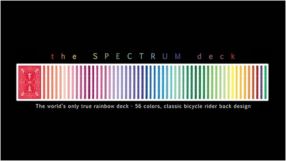 Spectrum deck card set with rainbow color bars on a black background