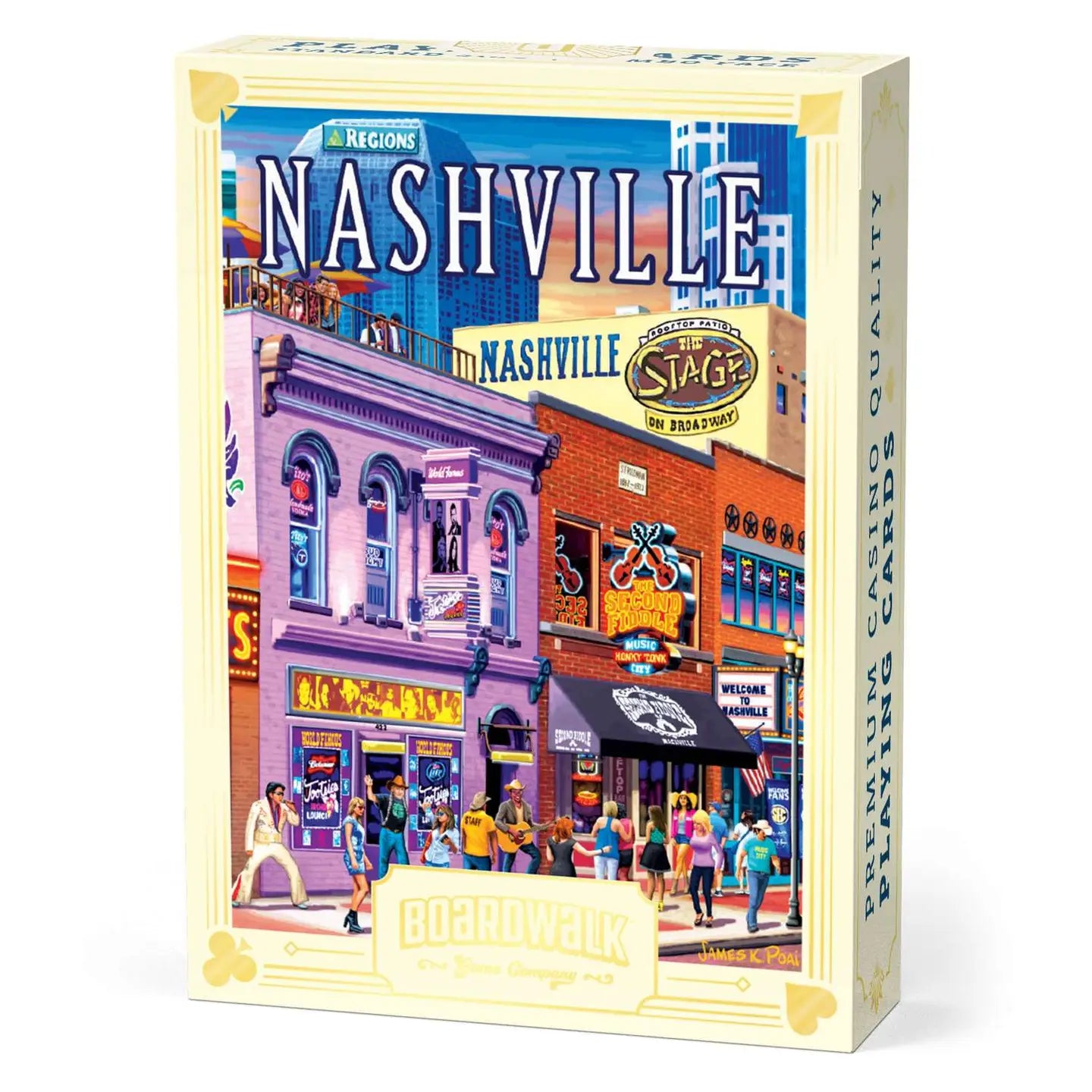 Nashville Music City Playing Cards tuck box with illustrated Broadway scene