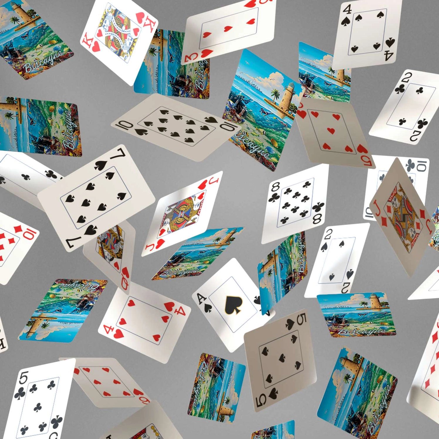 Biscayne Playing Cards by Boardwalk with scenic card backs and traditional faces