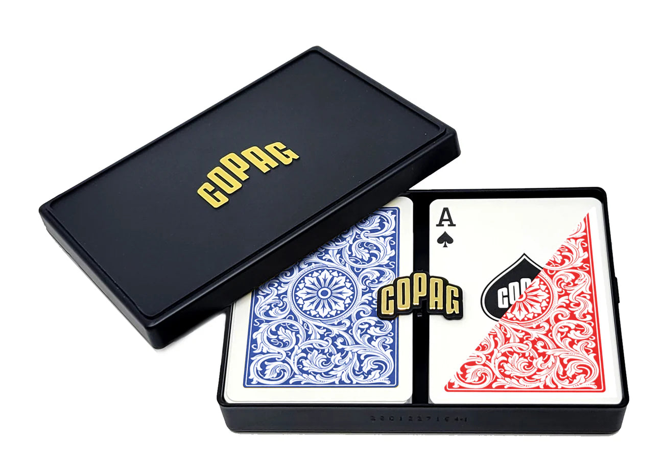 Copag 1546 Plastic Double Deck Set – Bridge & Poker Size (Red & Blue) – Traditional Index