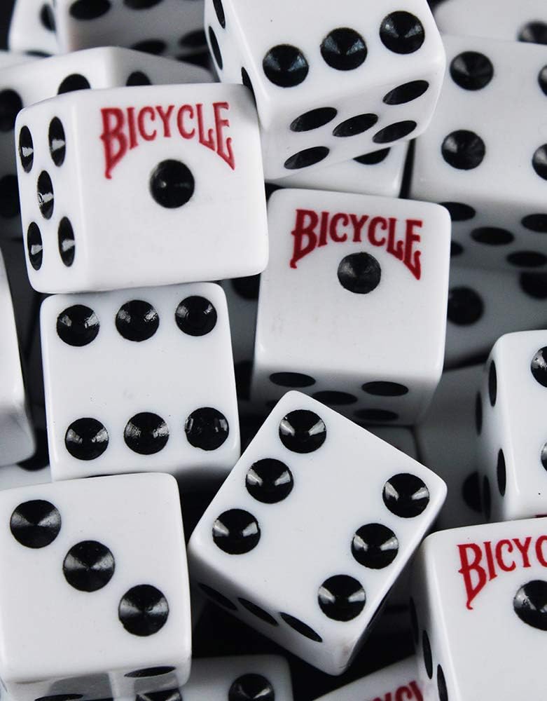 Bicycle 5 Count Dice Pack - Classic White Dice with Black Pips