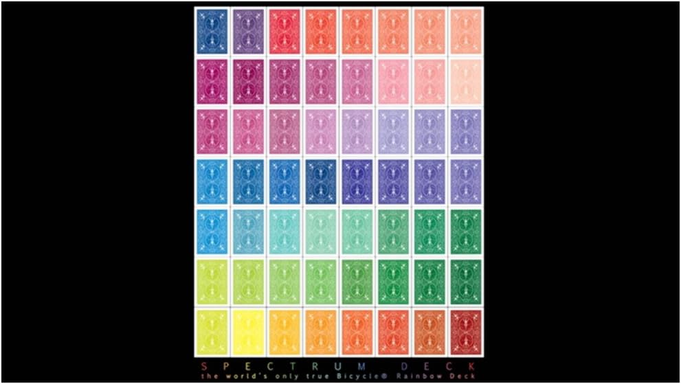 Color swatch chart with various colors on a black background