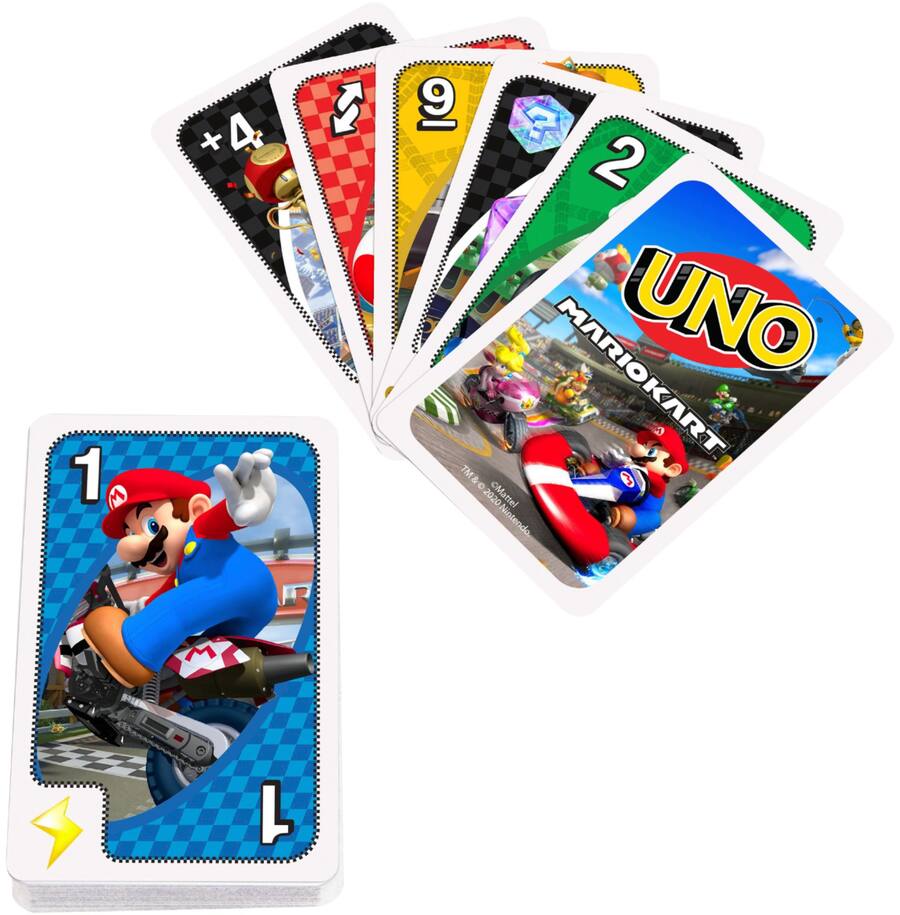 UNO Mario Kart racers and action card spread