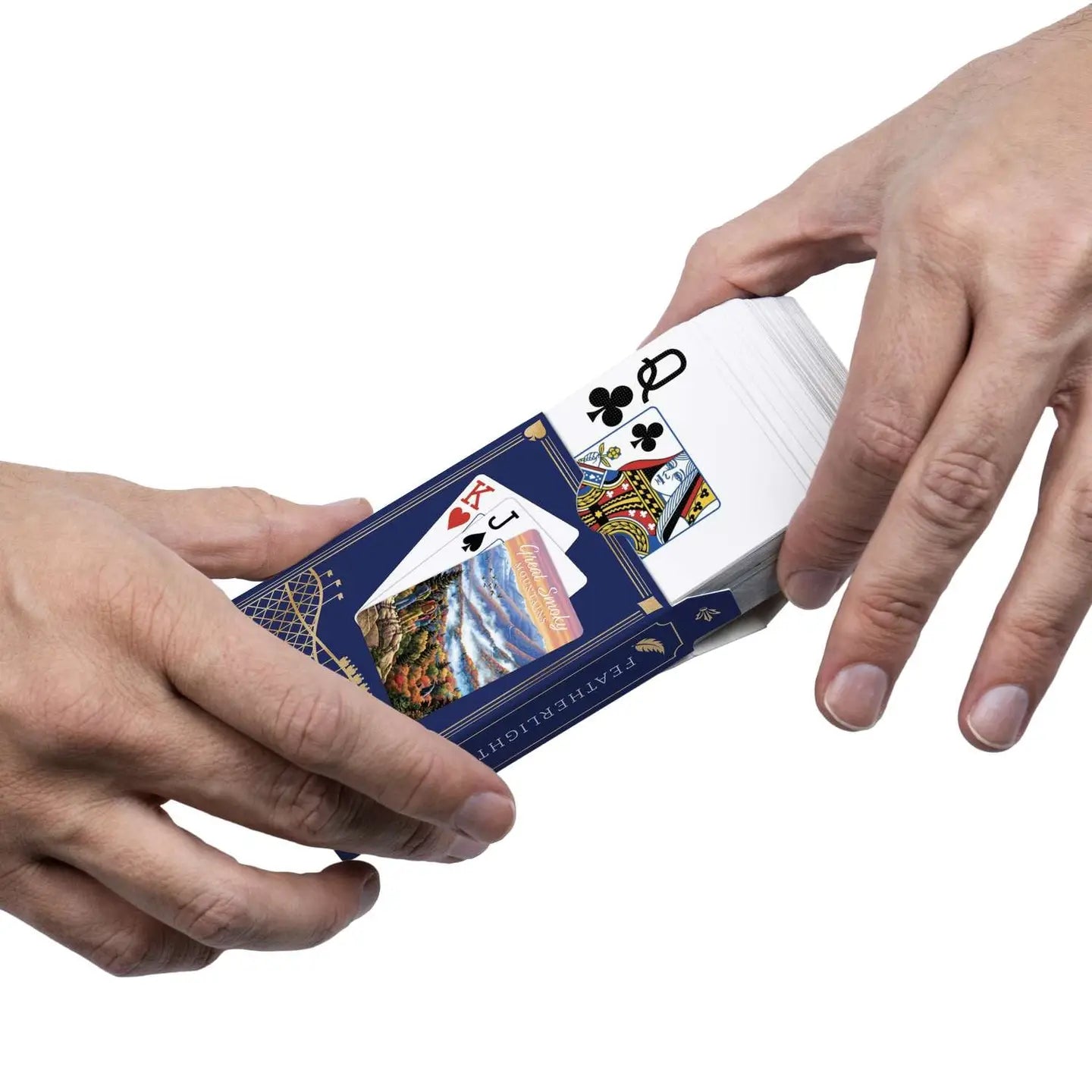 Great Smoky Mountains playing cards sliding from Boardwalk tuck box
