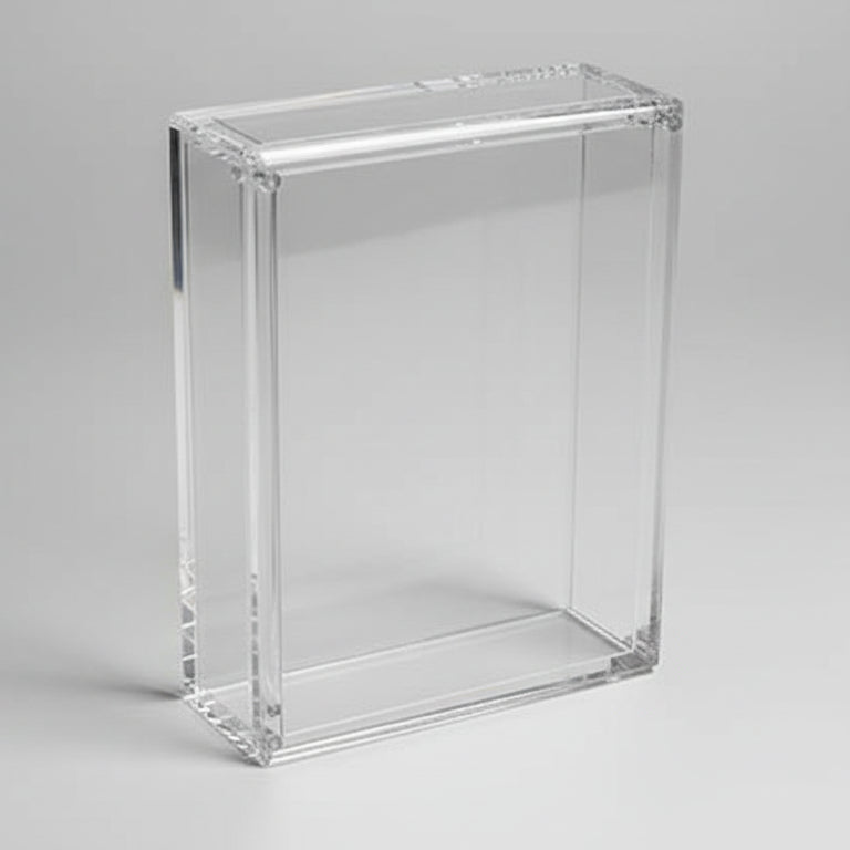 Clear plastic rectangular case on a black background