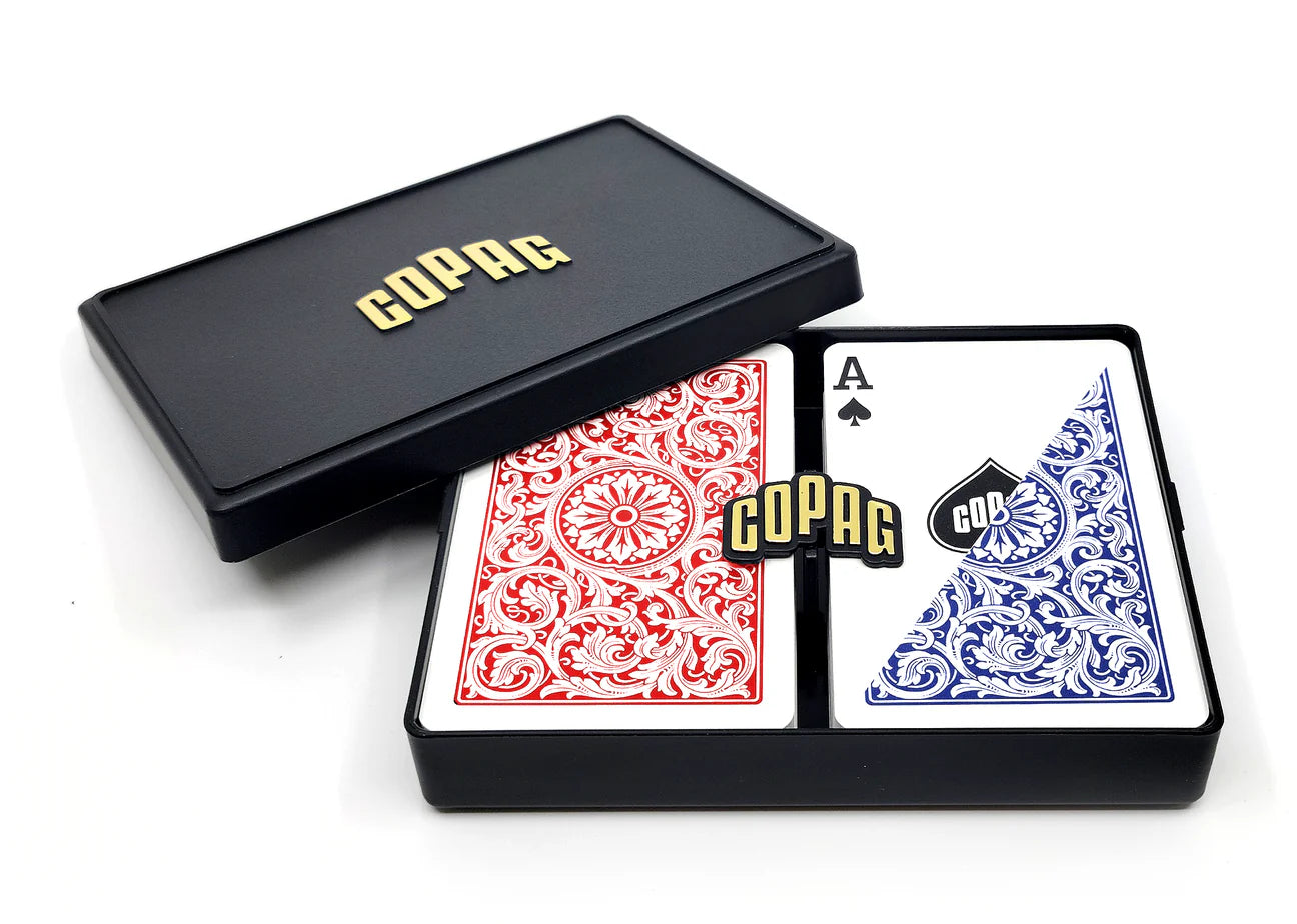 Copag 1546 Plastic Double Deck Set – Bridge & Poker Size (Red & Blue) – Traditional Index