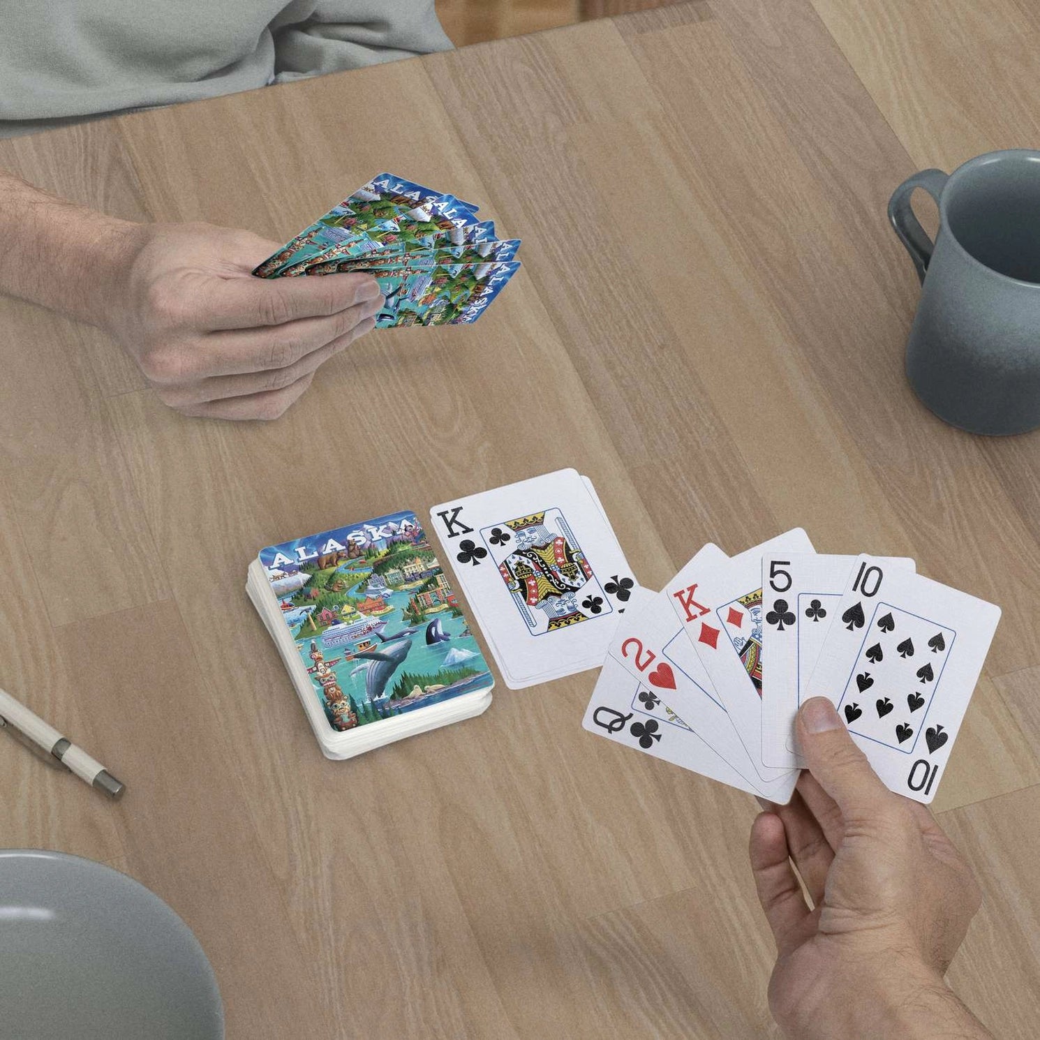 Boardwalk Alaska’s Inside Passage Playing Cards used in a casual card game