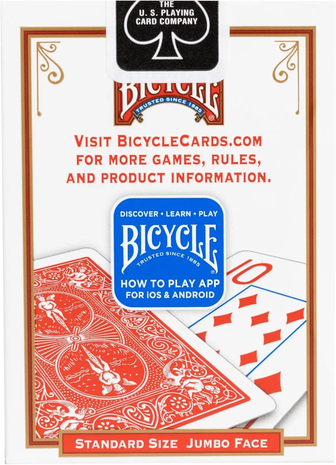 Bicycle® Playing Cards – Rider Back – Red or Blue Deck – Jumbo Index