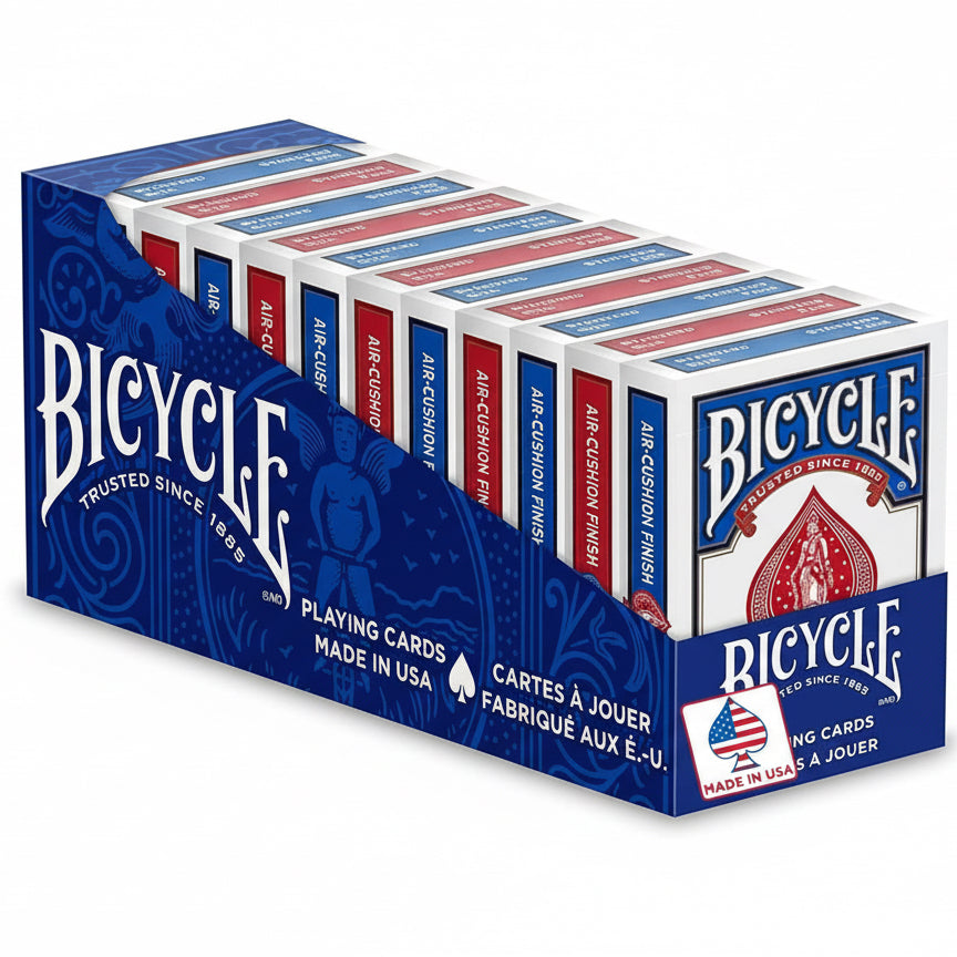 Box of Bicycle playing cards with blue and red design