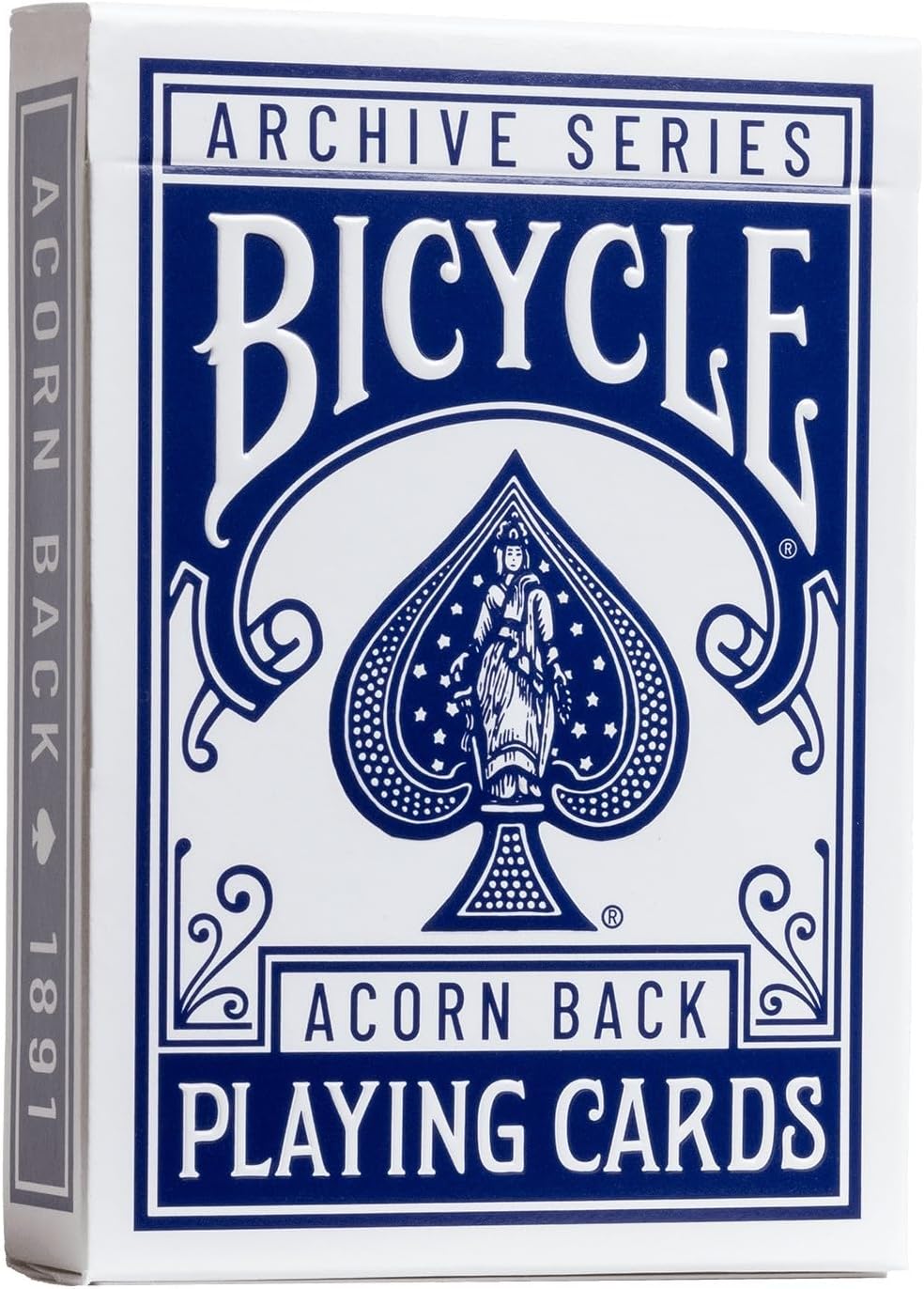Bicycle Archive Series Acorn Back 1891 playing cards packaging with blue and white design