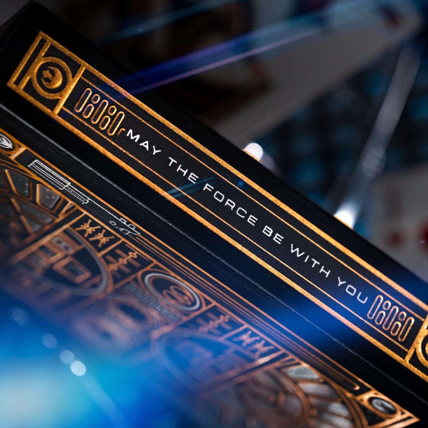 Close-up of a Star Wars Gold packaging with text and design elements.