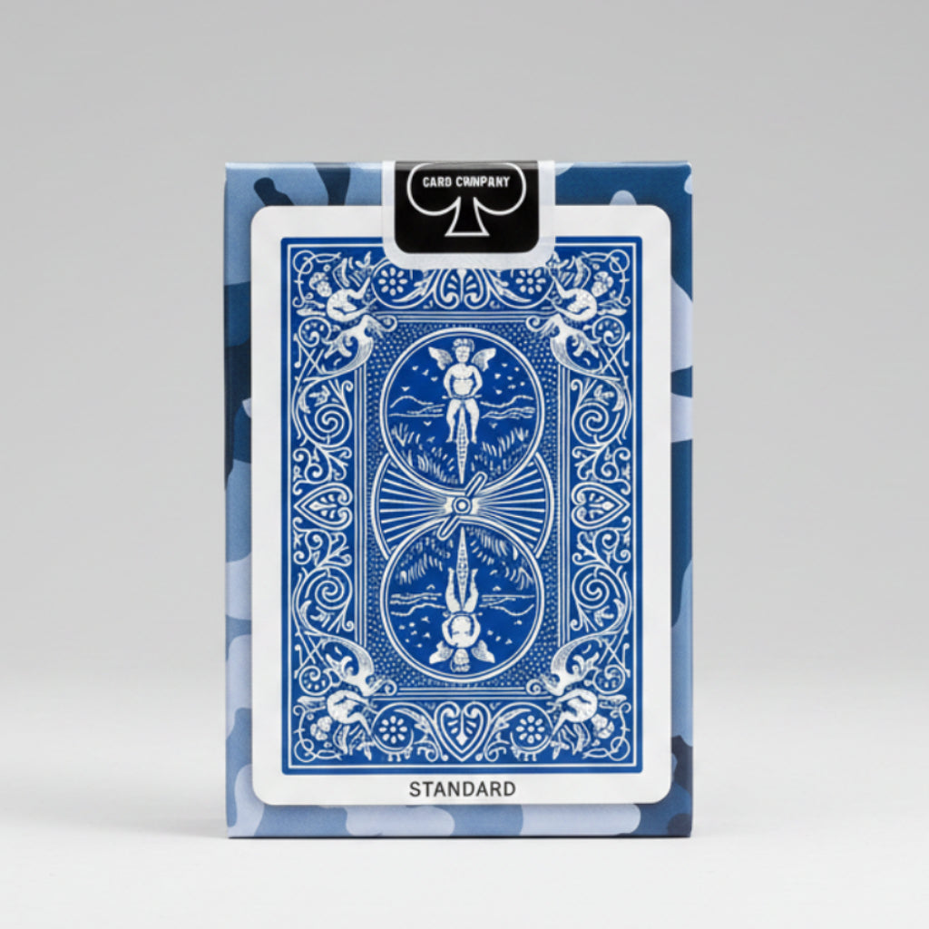 Bicycle Tactical Field Navy Blue card back with blue camouflage tuck packaging