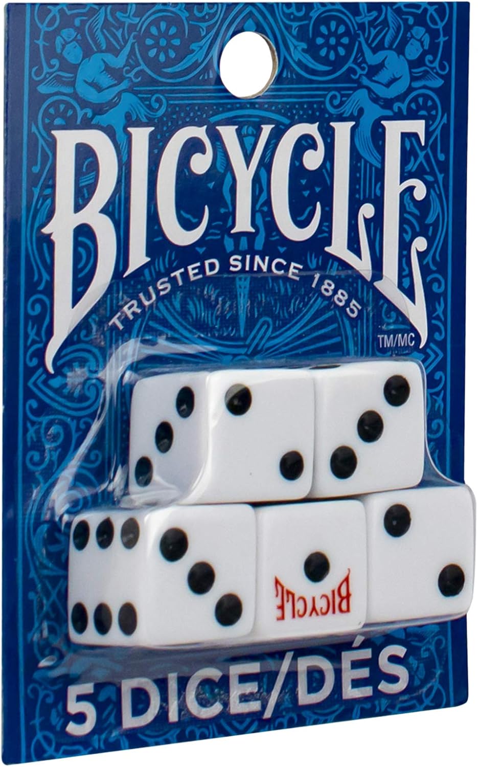 Bicycle 5 Count Dice Pack - Classic White Dice with Black Pips