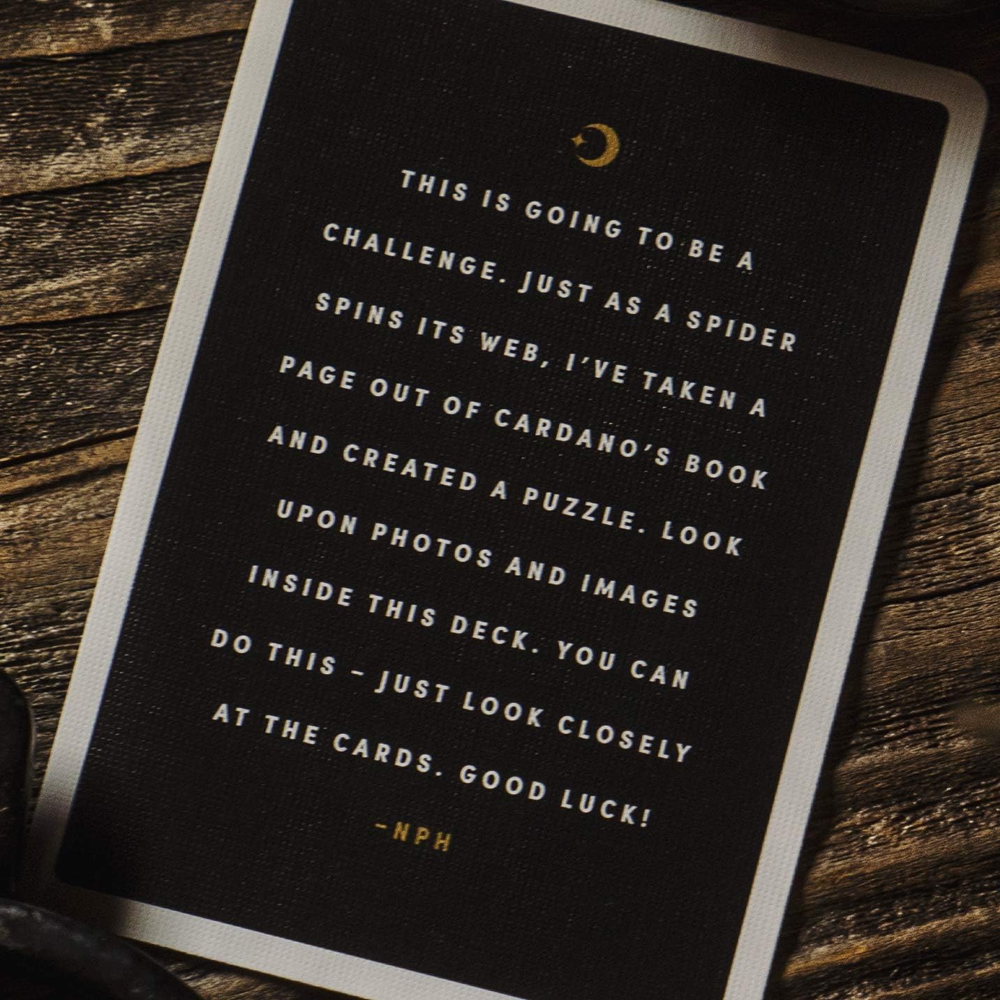 Neil Patrick Harris playing-card puzzle challenge instruction card