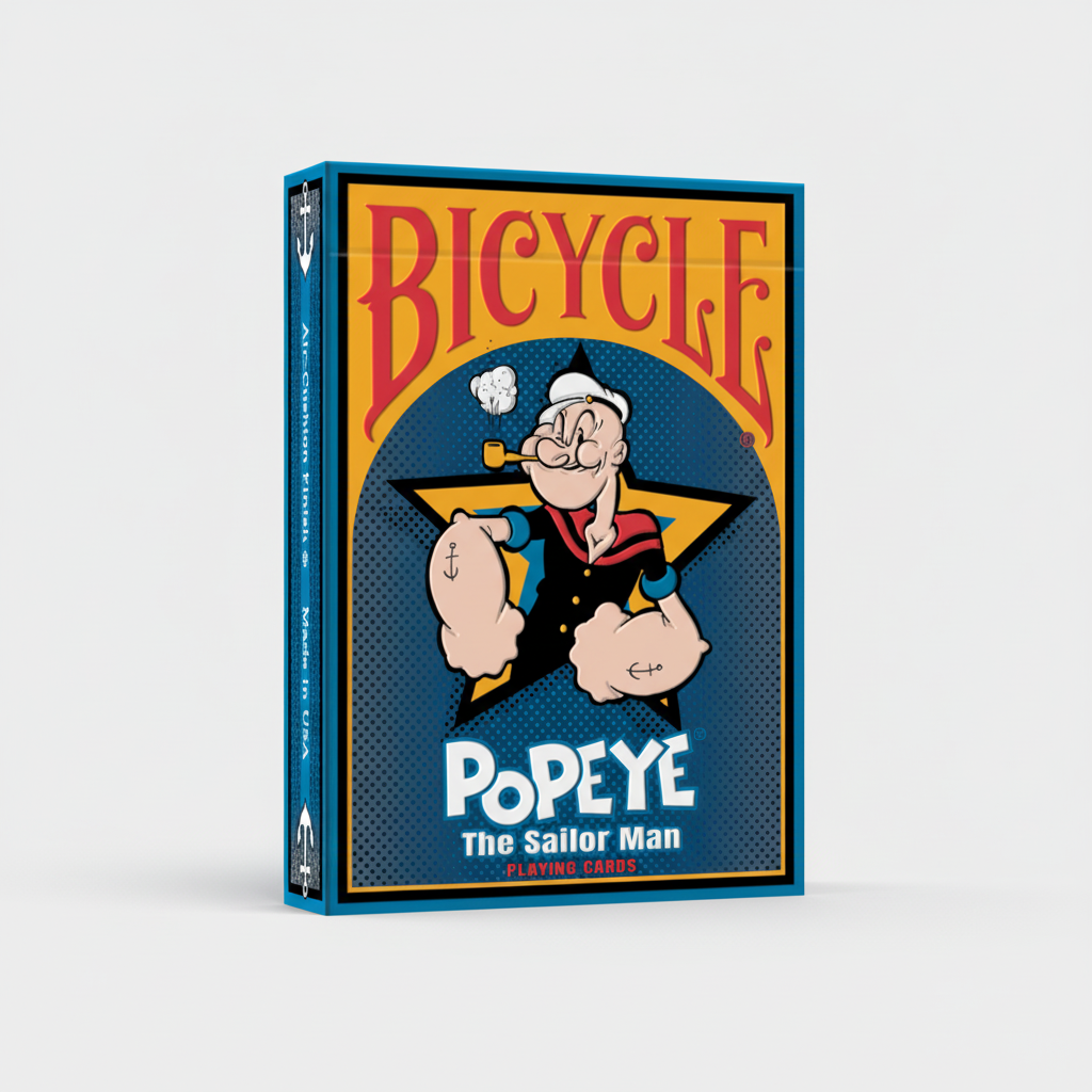 Bicycle Popeye the Sailor Man playing cards packaging on a white background