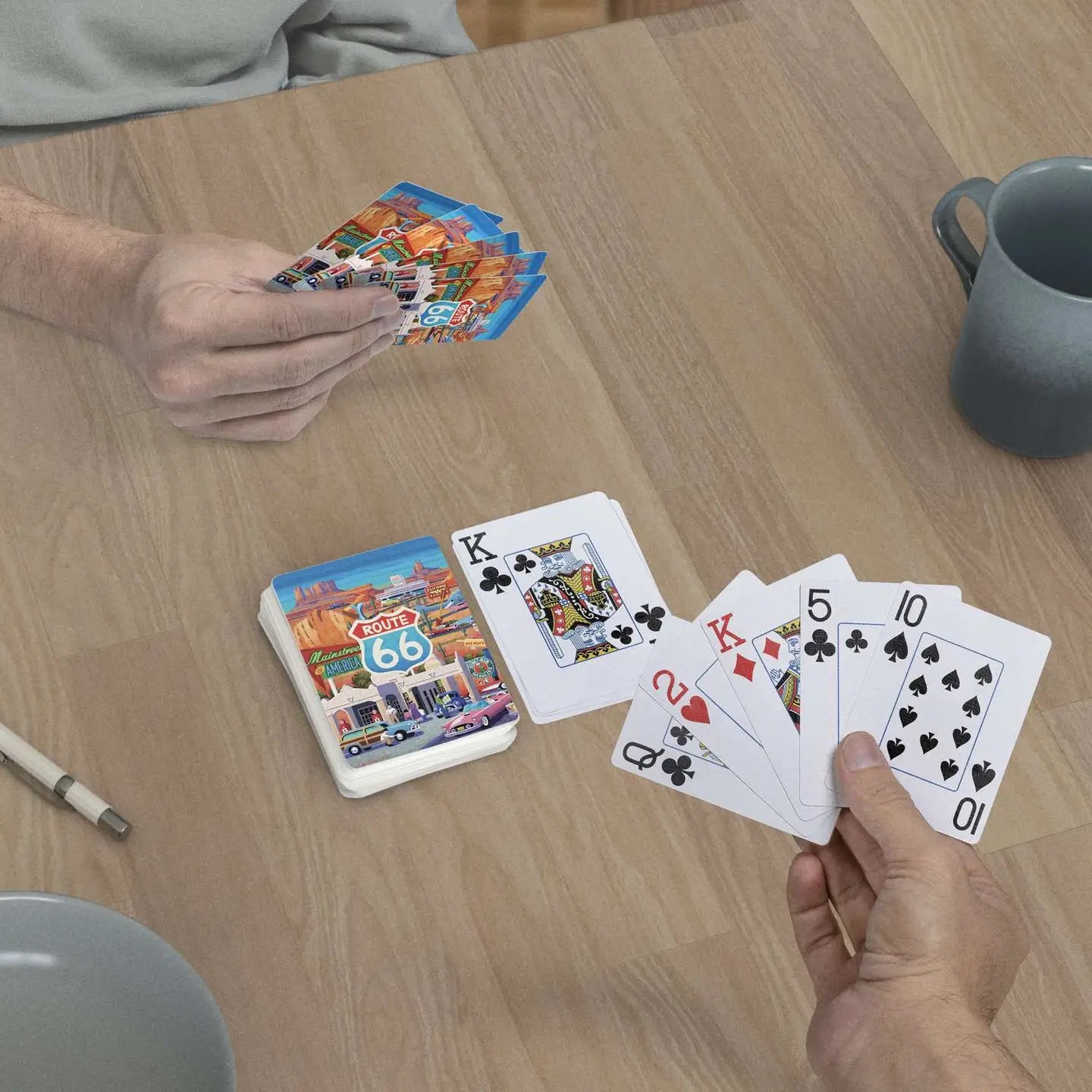 Route 66 jumbo-index playing cards being used at a table