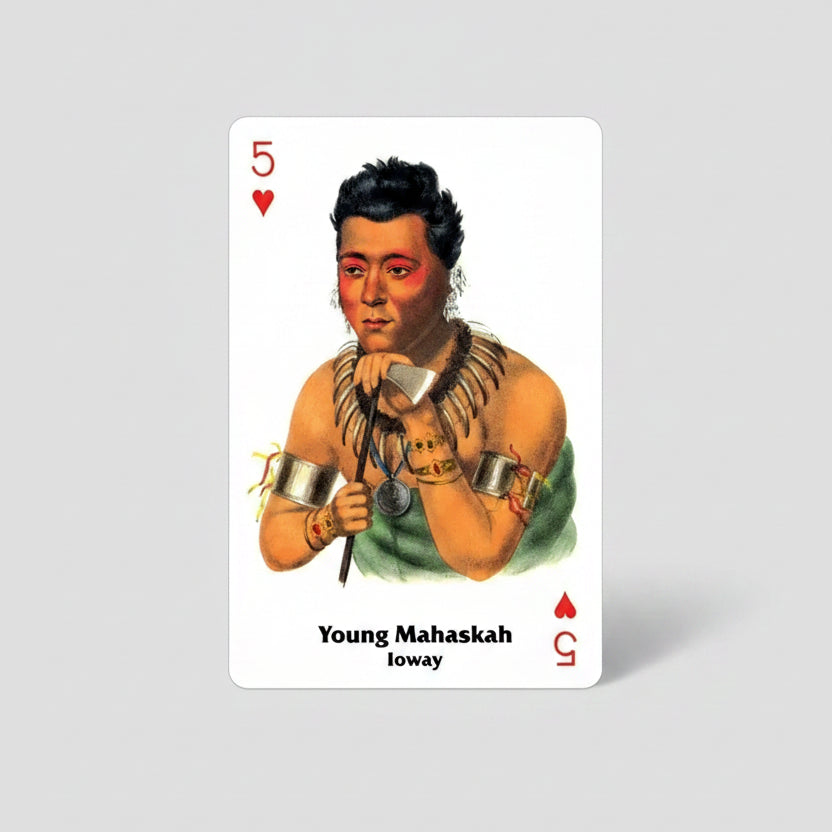 Native American Playing Cards Set Two by U.S. Games with historical Native American portrait artwork of Young Mahaskah of the Ioway tribe. 
