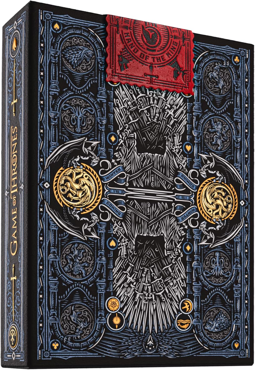 Theory11 Game of Thrones Playing Cards box back with red seal and dark foil artwork