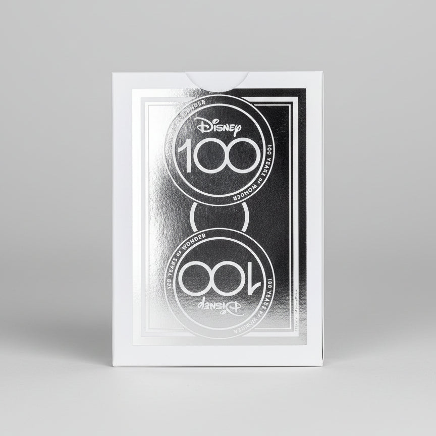 Disney 100th anniversary packaging with silver and black design.