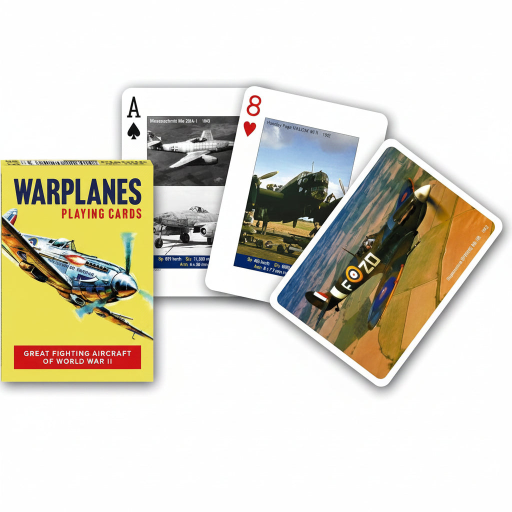 Piatnik Warplanes World War II aircraft playing cards with tuck box and illustrated cards
