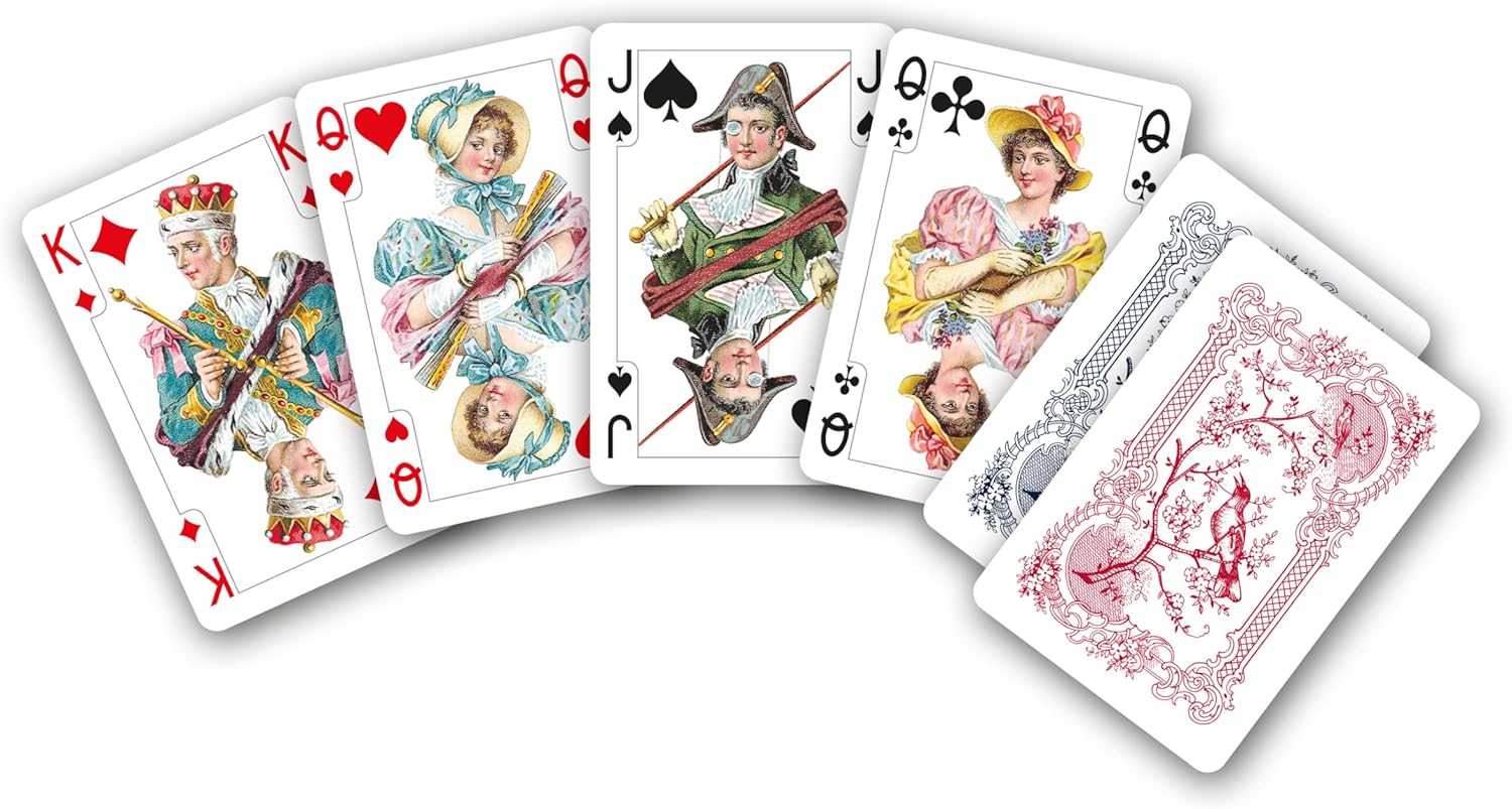 Set of Piatnik Mini Patience playing cards with colorful illustrations on a white background