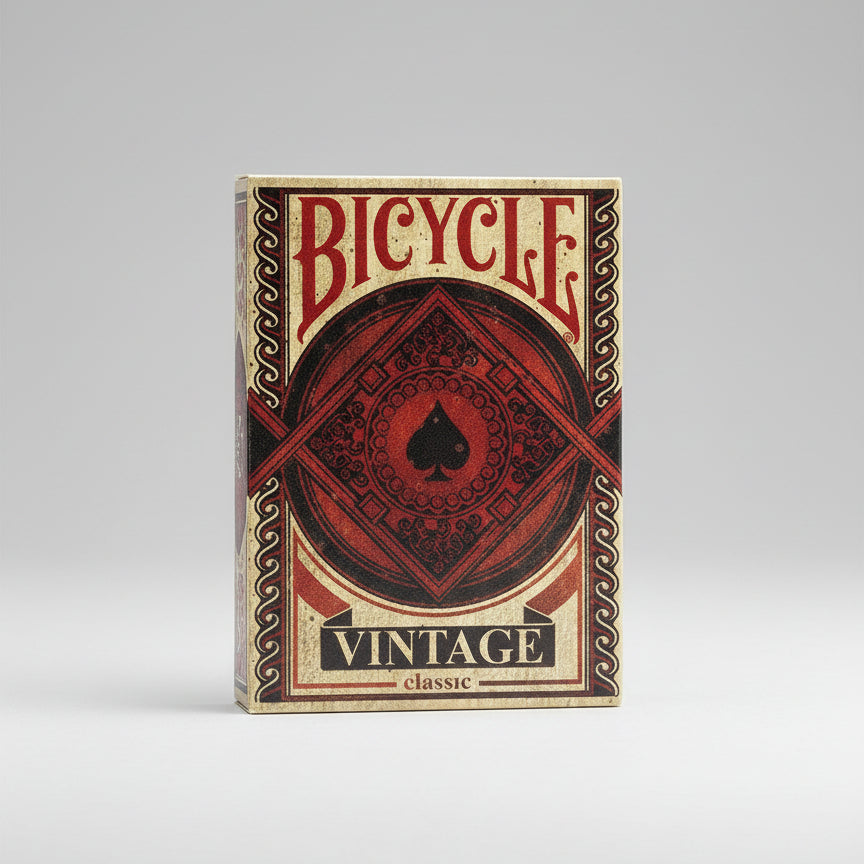 Vintage Bicycle playing card with red and black design
