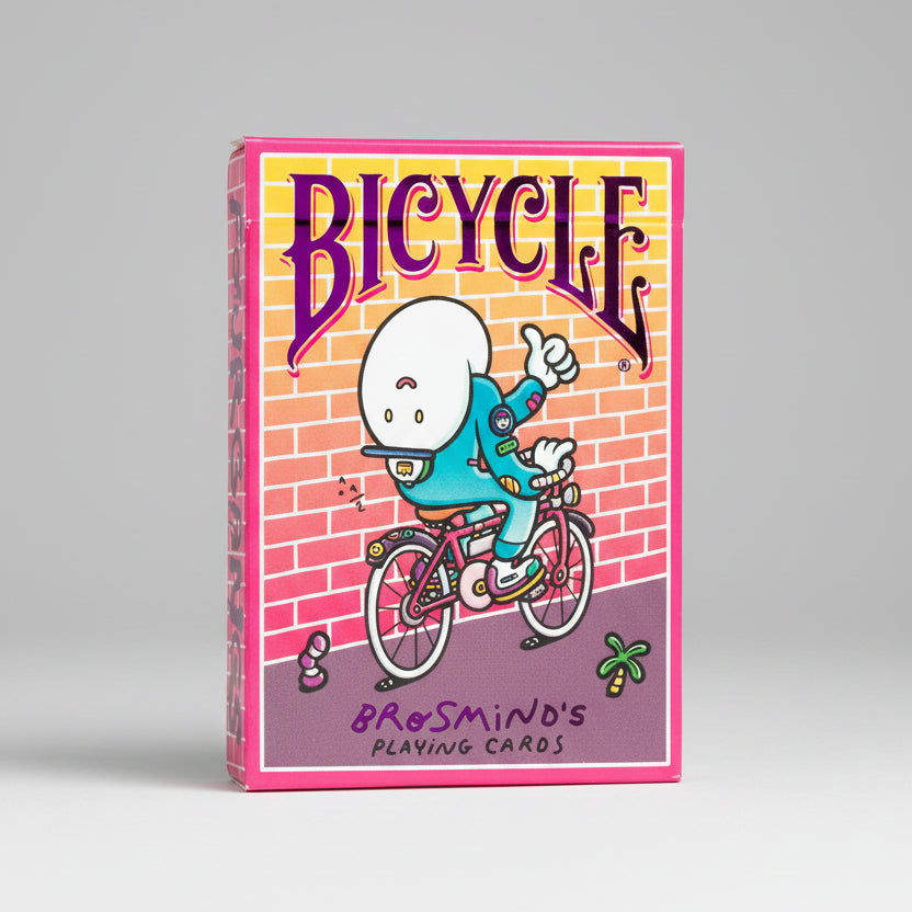 Bicycle Brosmind Four Gangs playing cards tuck box with colorful cyclist character artwork