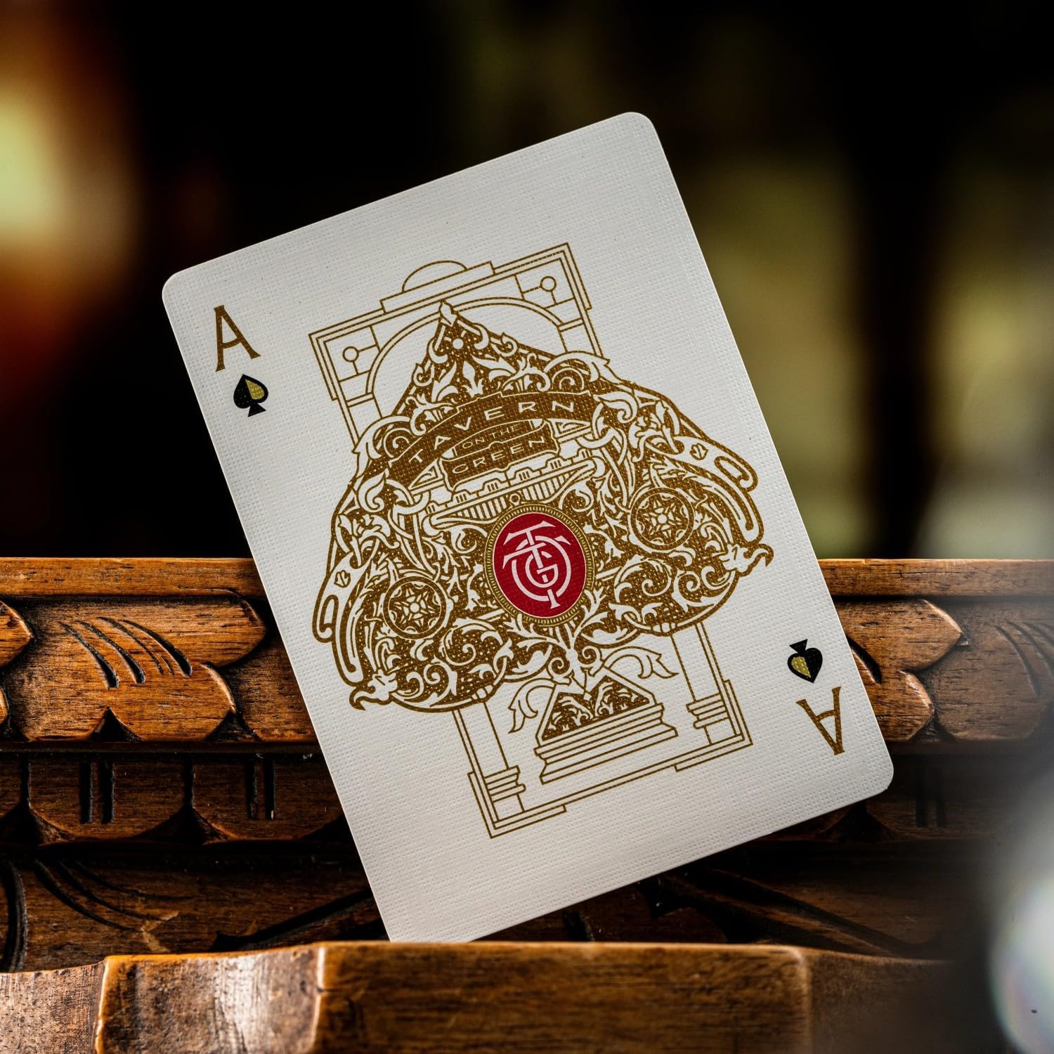 Theory11 Tavern on the Green custom Ace of Spades with gold artwork
