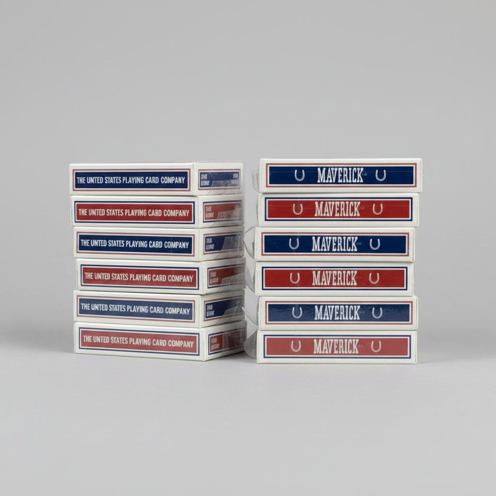 Multiple decks of playing cards from The United States Playing Card Company and Maverick.