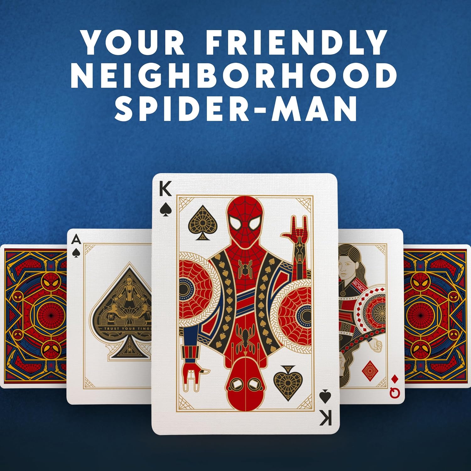 Theory11 Spider-Man custom King of Spades with red and blue card backs